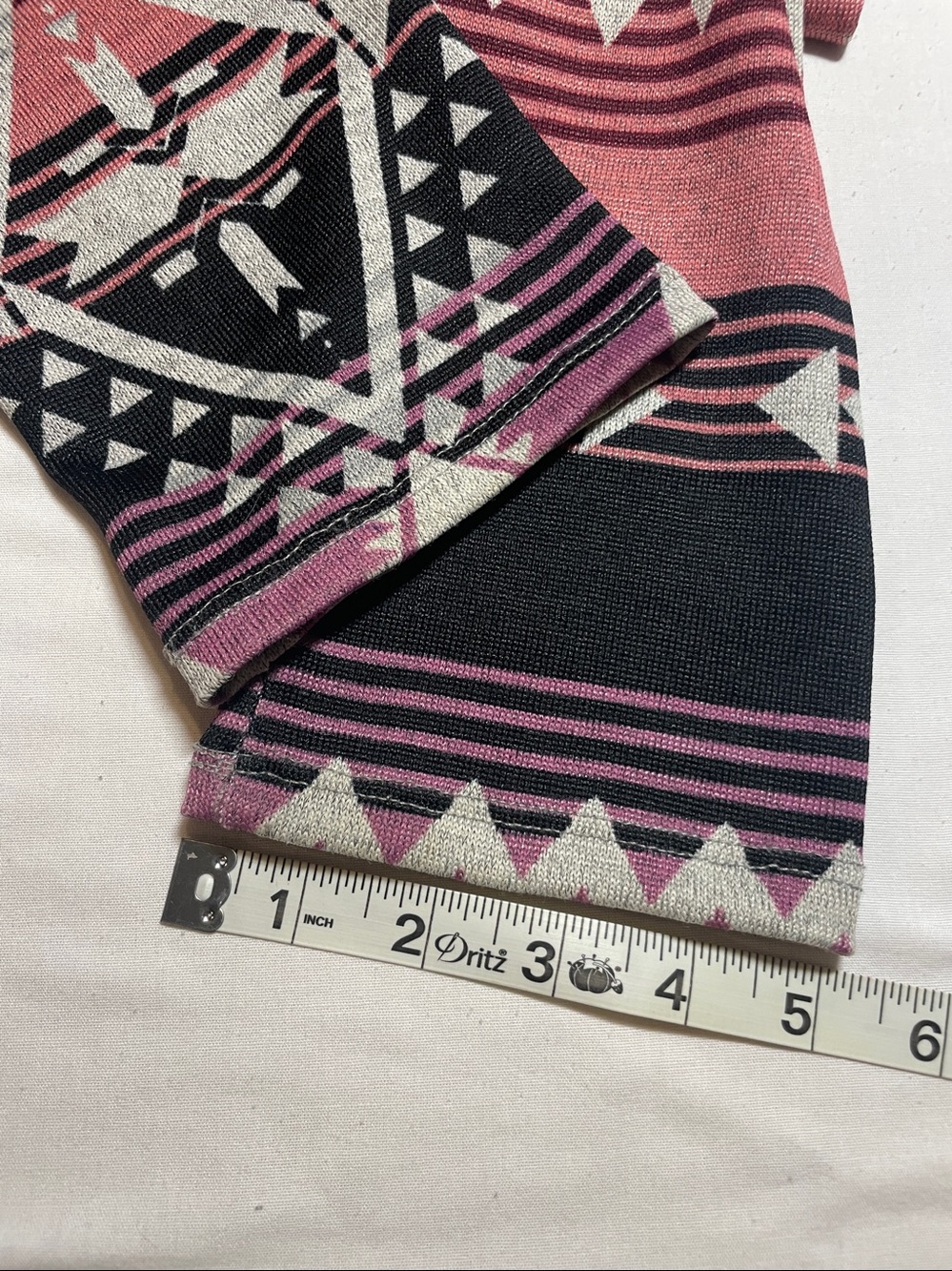About A Girl Maroon and Cream Geometric Knit Cardigan - Picture 7 of 7